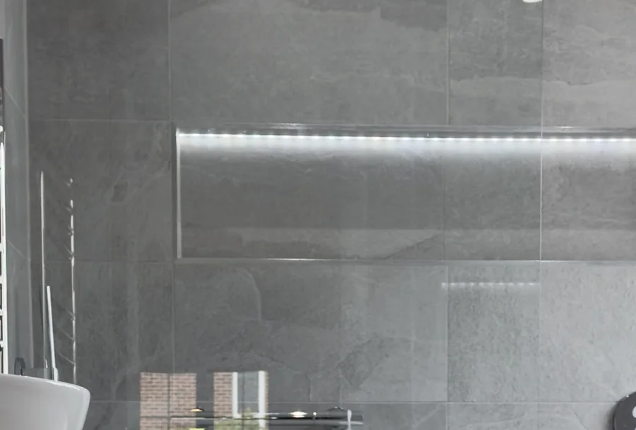 LED-Lit Niches — tiling detail by Element Bathrooms