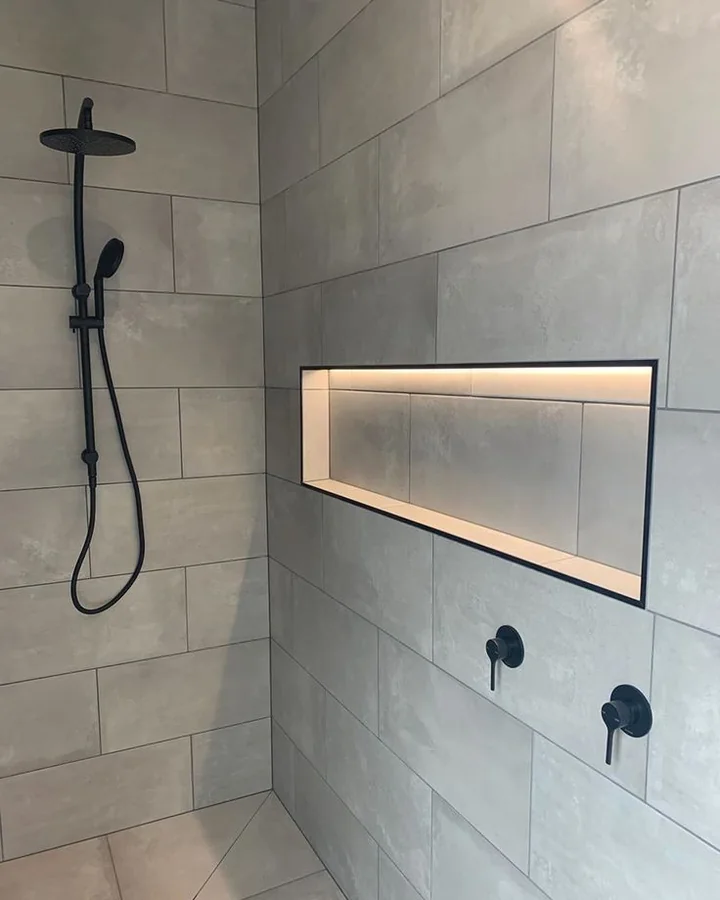 Tile Trims — tiling detail by Element Bathrooms